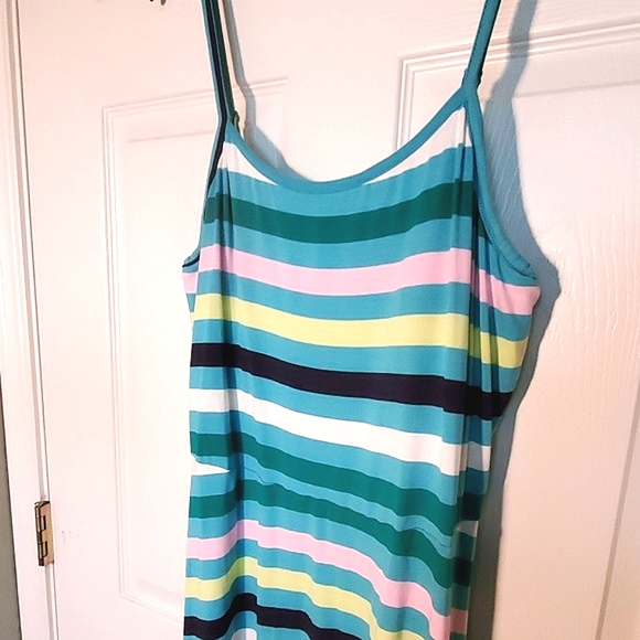 NWT SO Back Keyhole Skater Dress, Blue Stripe - Picture 3 of 5